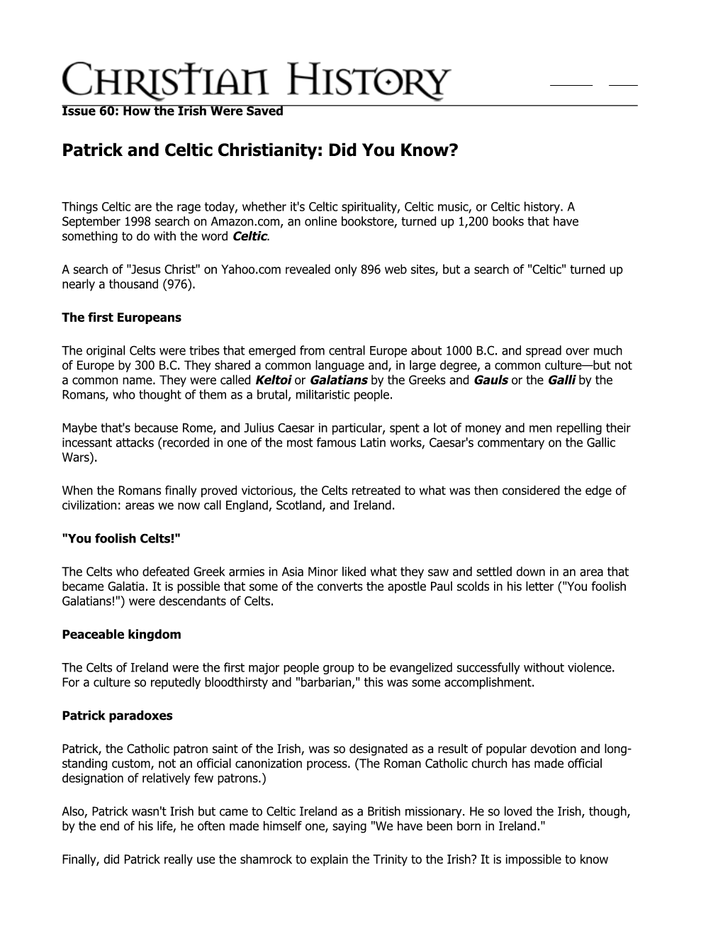 Patrick and Celtic Christianity: Did You Know?