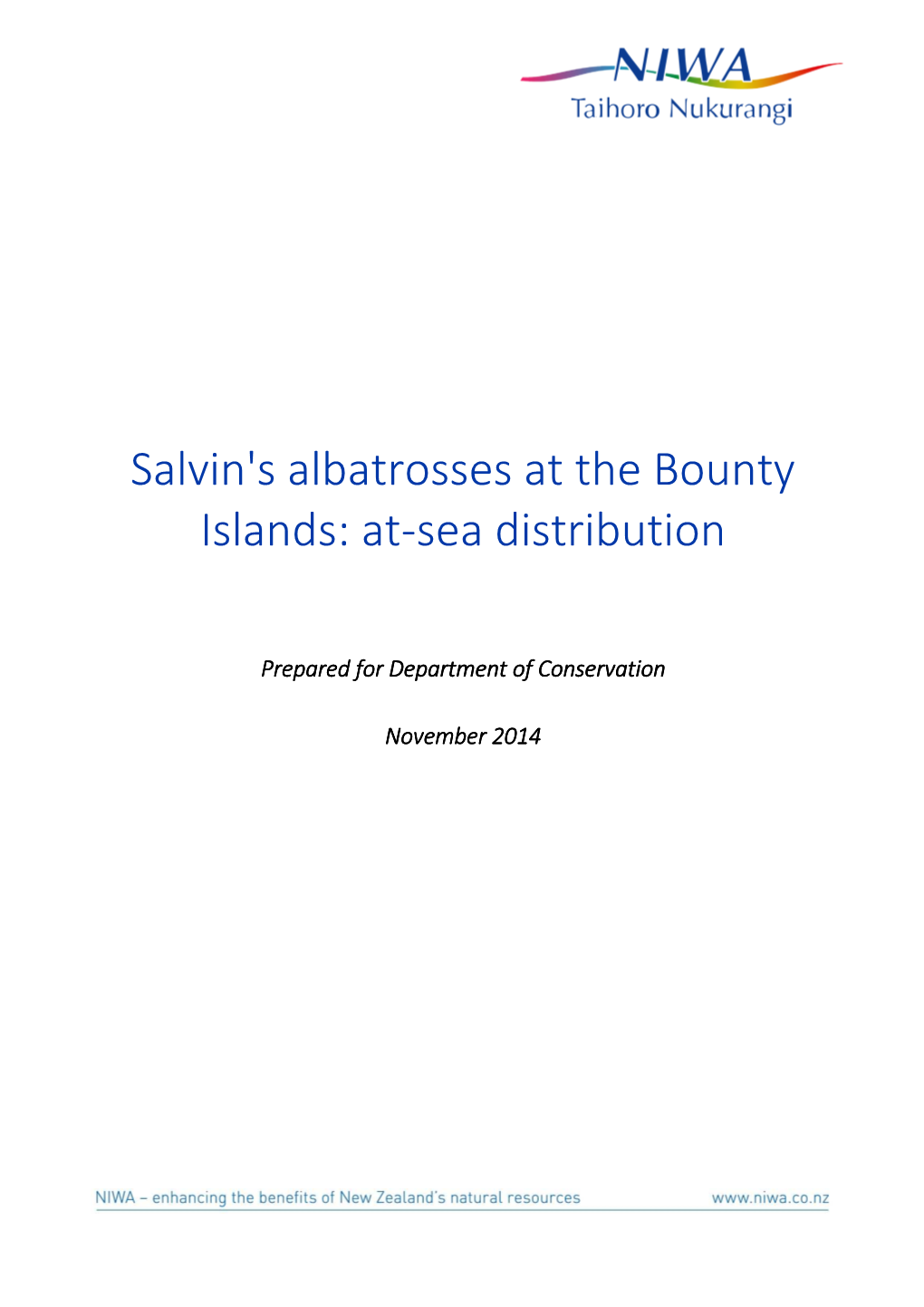 Salvin's Albatrosses at the Bounty Islands: At-Sea Distribution