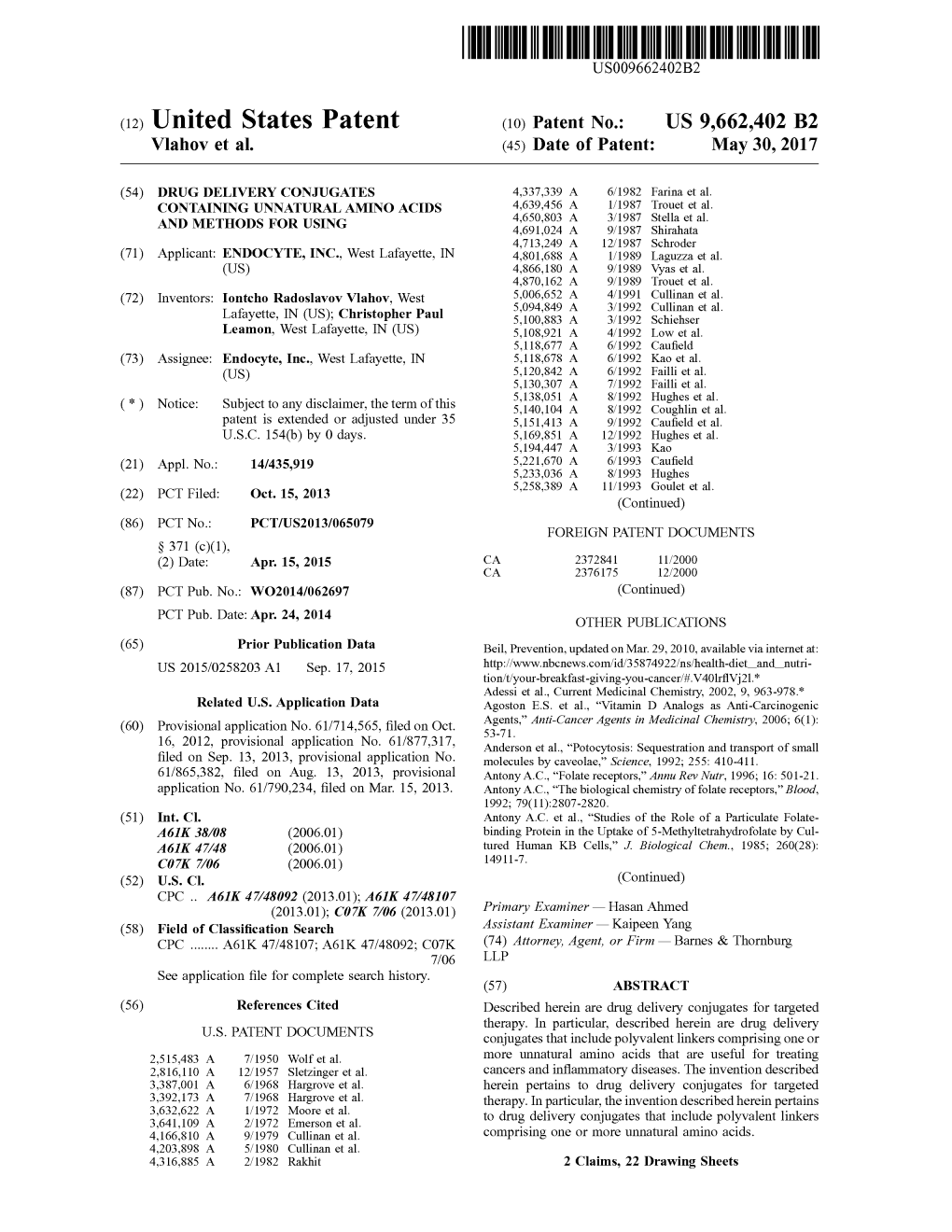 United States Patent (2013,01); Cozk 706 (2013.01) Primary Examiner