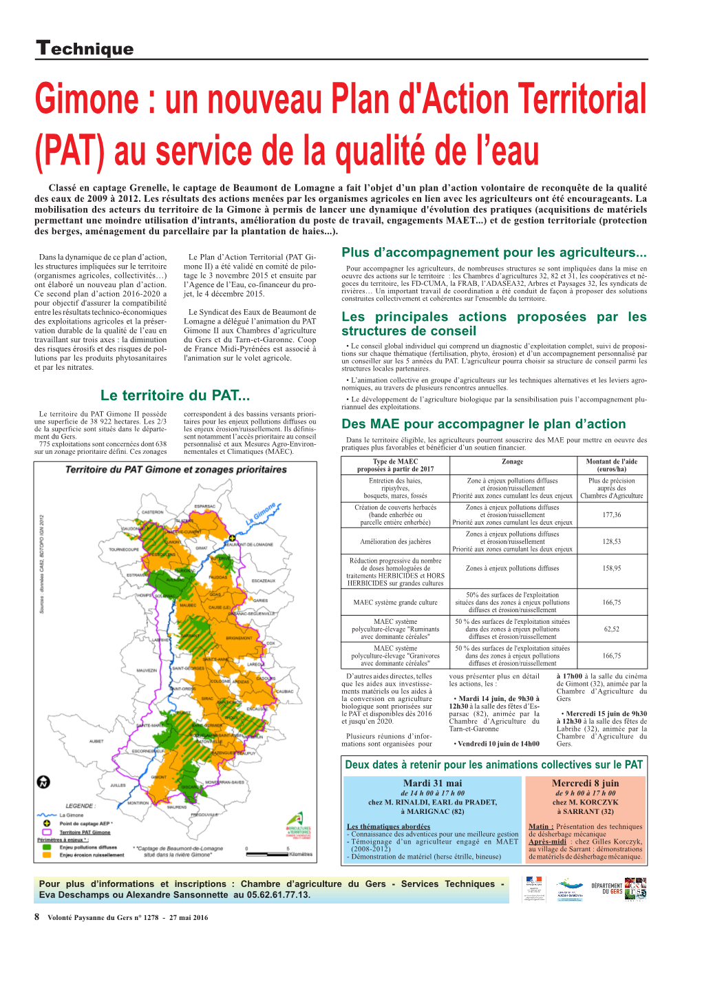 Gimone, Un Nouveau PAT Au Service De La Qualité De L'eau VP 1278