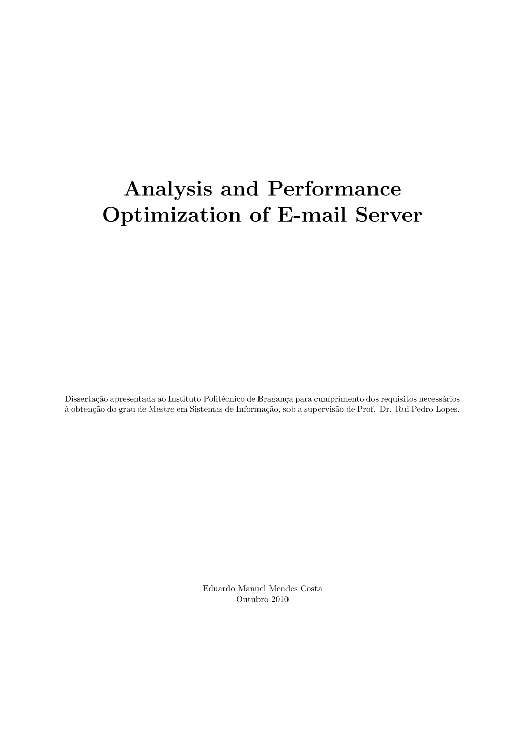 Analysis and Performance Optimization of E-Mail Server