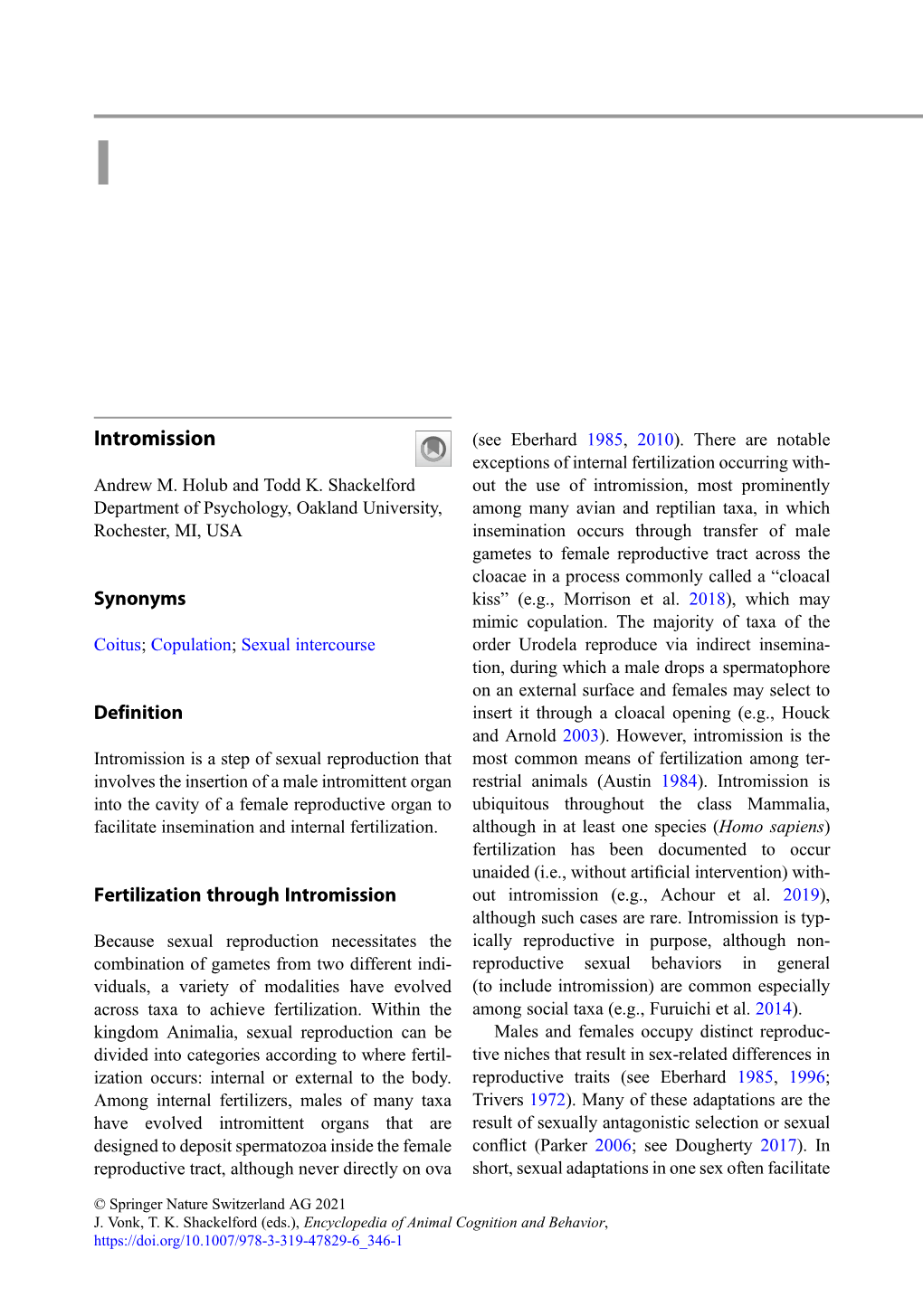 Intromission (See Eberhard 1985, 2010)