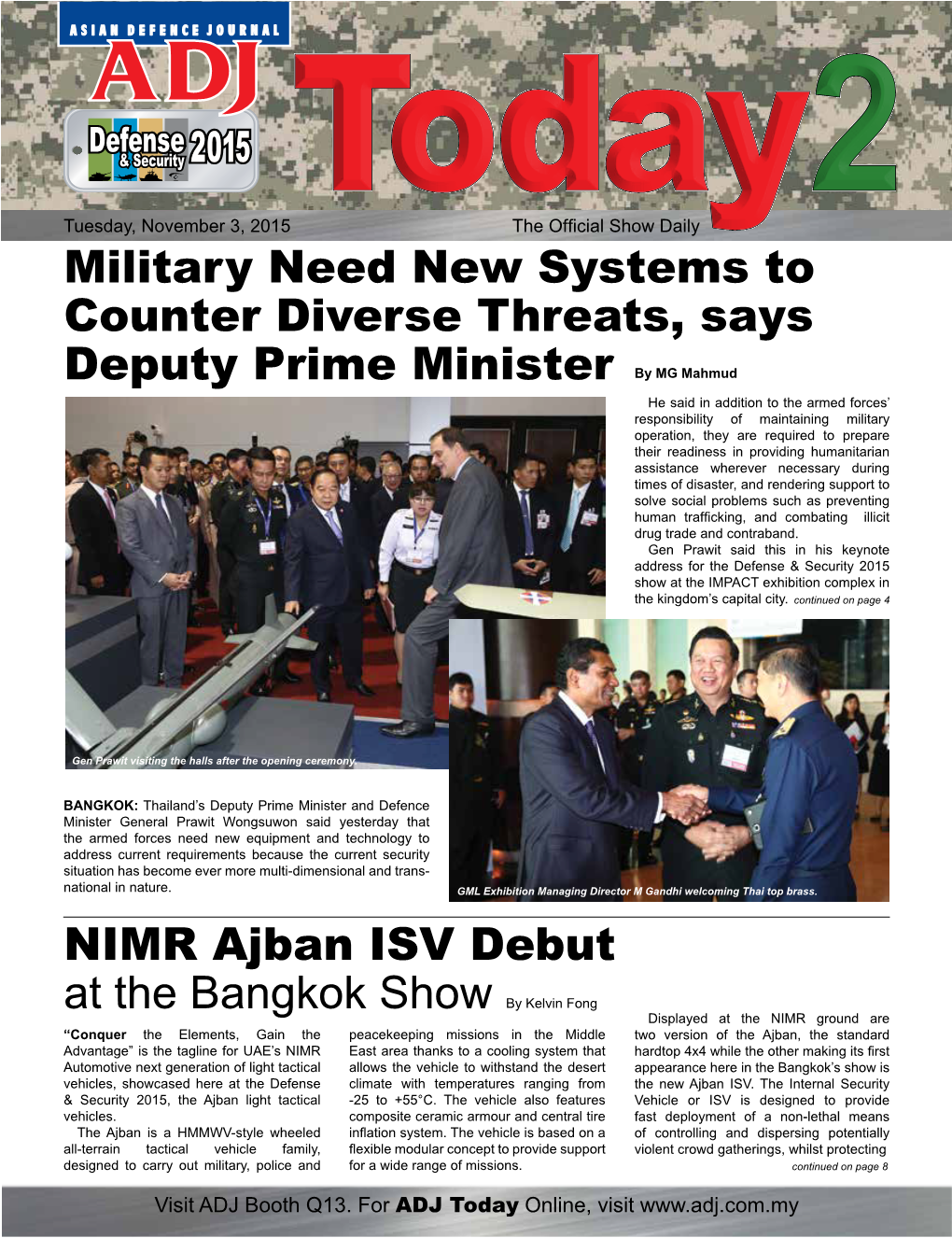 Military Need New Systems to Counter Diverse Threats, Says Deputy Prime Minister NIMR Ajban ISV Debut at the Bangkok Show