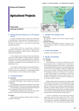 Agricultural Projects Moshi● Tanzania ■ Dar Es Salaam