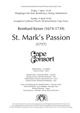 Reinhard Keiser, St Mark's Passion