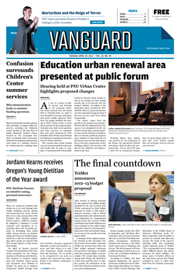 Education Urban Renewal Area Presented at Public Forum the Final Countdown