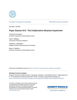 Paper Session III-D - the Collaborative Ukrainian Experiment