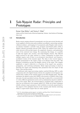 1 Sub-Nyquist Radar: Principles and Prototypes