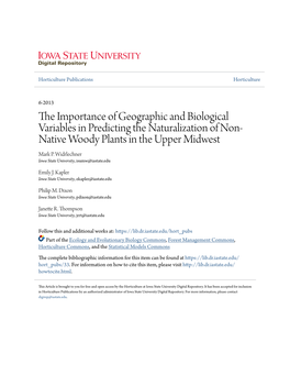 The Importance of Geographic and Biological Variables in Predicting