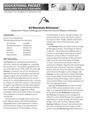 Art Movements Referenced : Artists from France: Paintings and Prints from the Art Museum Collection