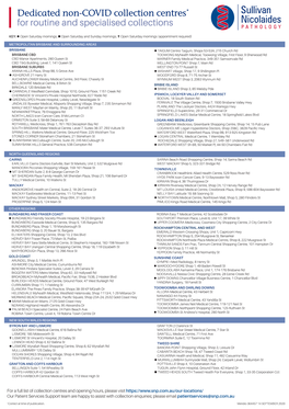 Dedicated Non-COVID Collection Centres* for Routine and Specialised Collections