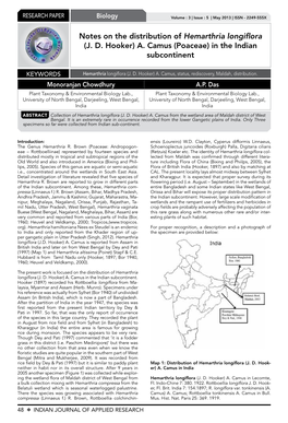Notes on the Distribution of Hemarthria Longiflora (JD Hooker)