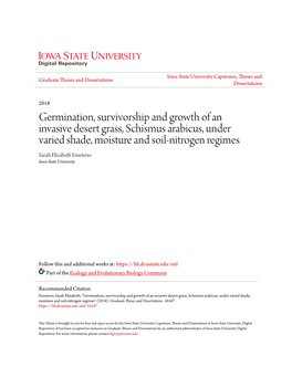 Germination, Survivorship and Growth of an Invasive Desert Grass