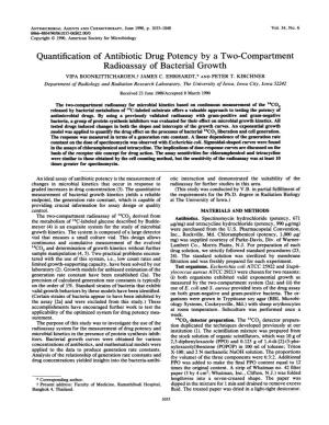 Quantification of Antibiotic Drug Potency by a Two-Compartment Radioassay of Bacterial Growth VIPA BOONKITTICHAROEN,T JAMES C