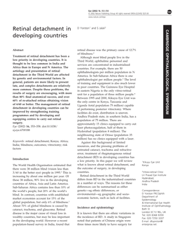 Retinal Detachment in Developing Countries D Yorston and S Jalali 354
