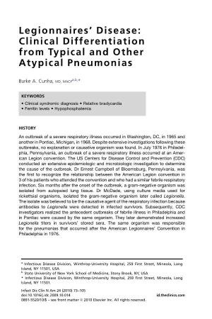 Legionnaires• Disease: Clinical Differentiation from Typical And