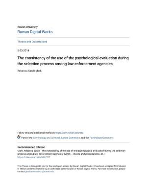 The Consistency of the Use of the Psychological Evaluation During the Selection Process Among Law Enforcement Agencies