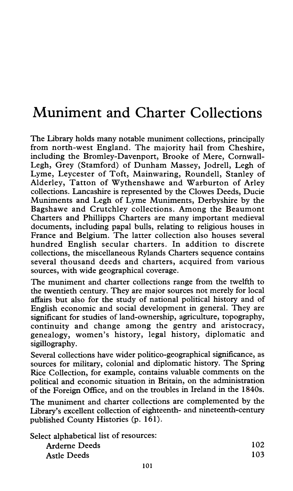 Muniment and Charter Collections