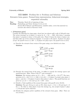 ECE 586BH: Problem Set 4: Problems and Solutions Extensive Form Games