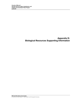 Appendix D: Biological Resources Supporting Information