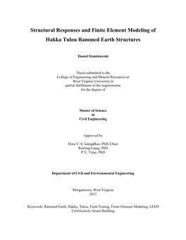 Structural Responses and Finite Element Modeling of Hakka Tulou Rammed Earth Structures