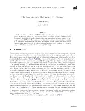 The Complexity of Estimating Min-Entropy