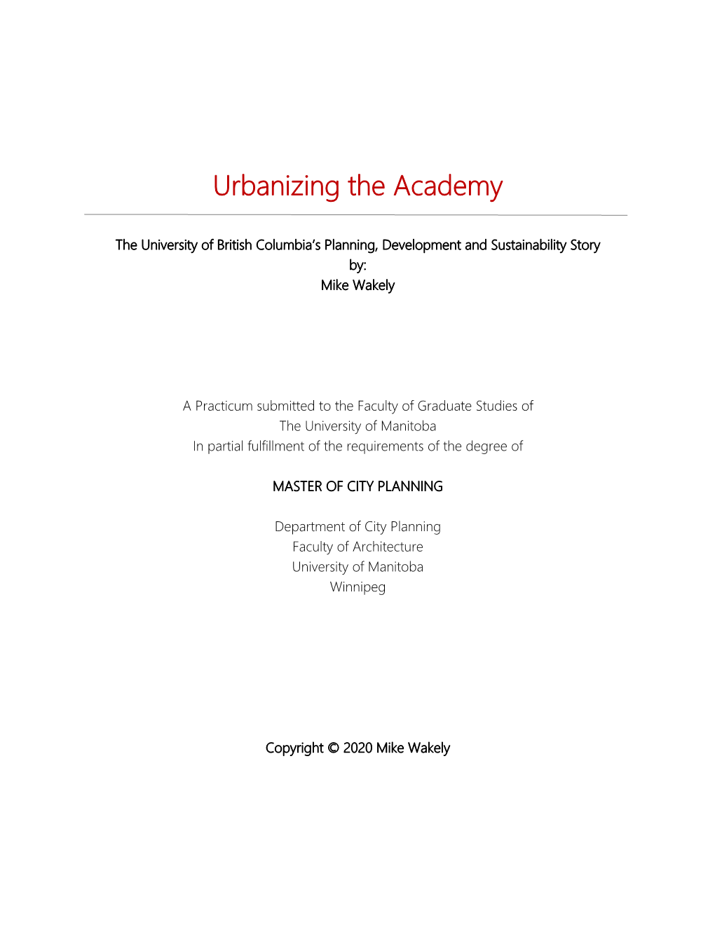 Urbanizing the Academy