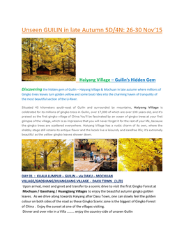 Unseen GUILIN in Late Autumn 5D/4N: 26-30 Nov‘15