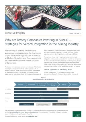 Strategies for Vertical Integration in the Mining Industry