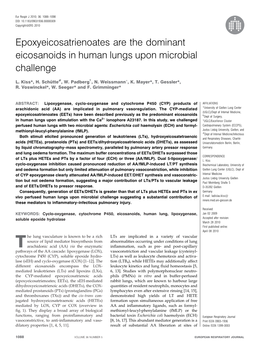 Epoxyeicosatrienoates Are the Dominant Eicosanoids in Human Lungs Upon Microbial Challenge