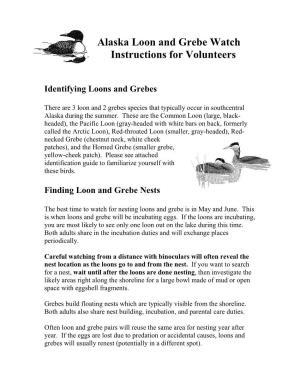 Alaska Loon and Grebe Watch Instructions for Volunteers