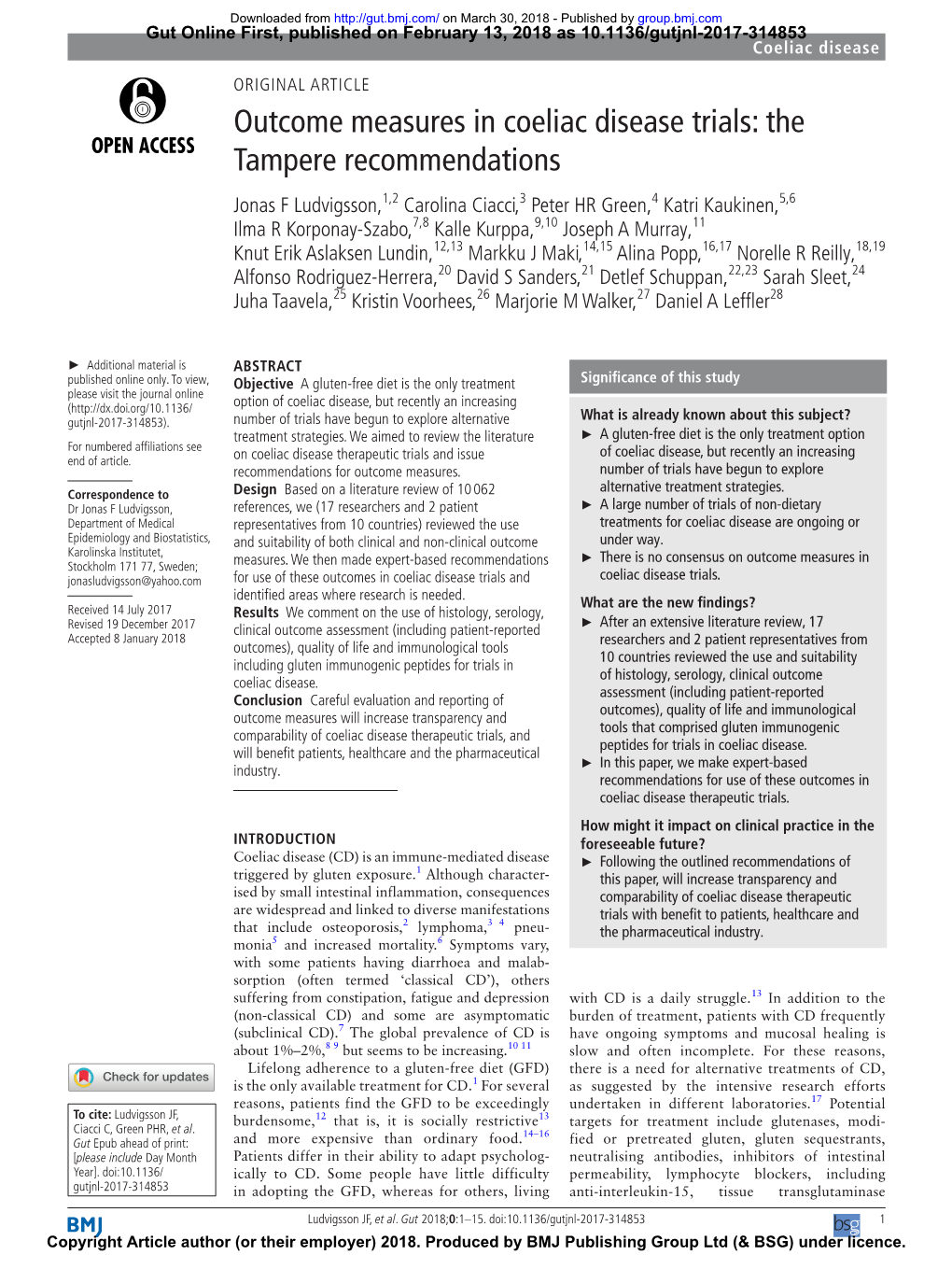 Outcome Measures in Coeliac Disease Trials