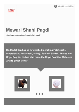 Mewari Shahi Pagdi