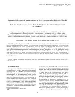 Graphene-Polythiophene Nanocomposite As Novel Supercapacitor Electrode Material