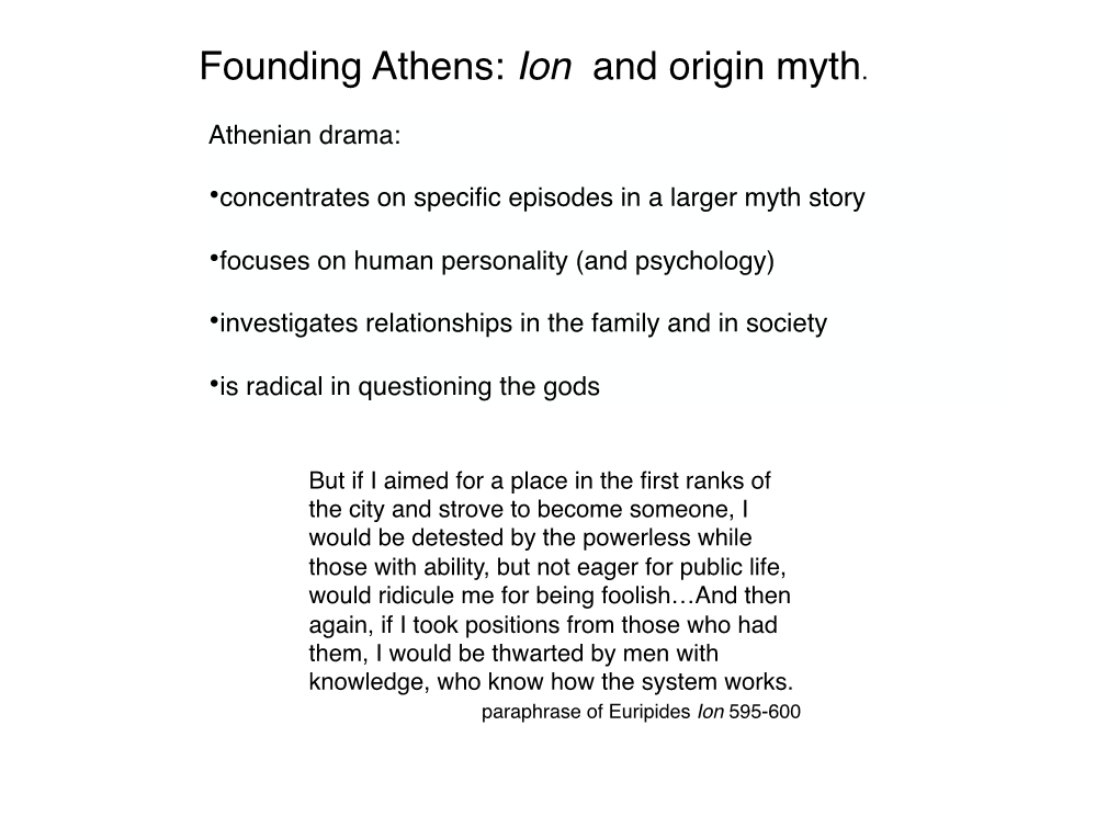 Founding Athens: Ion and Origin Myth.