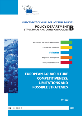 European Aquaculture Competitiveness: Limitations and Possible Strategies
