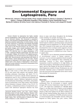 Environmental Exposure and Leptospirosis, Peru Michael A.S