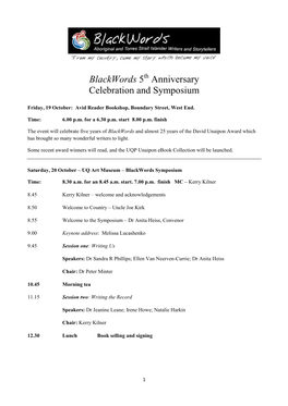 Blackwords 5 Anniversary Celebration and Symposium