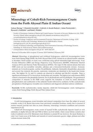 Mineralogy of Cobalt-Rich Ferromanganese Crusts from the Perth Abyssal Plain (E Indian Ocean)