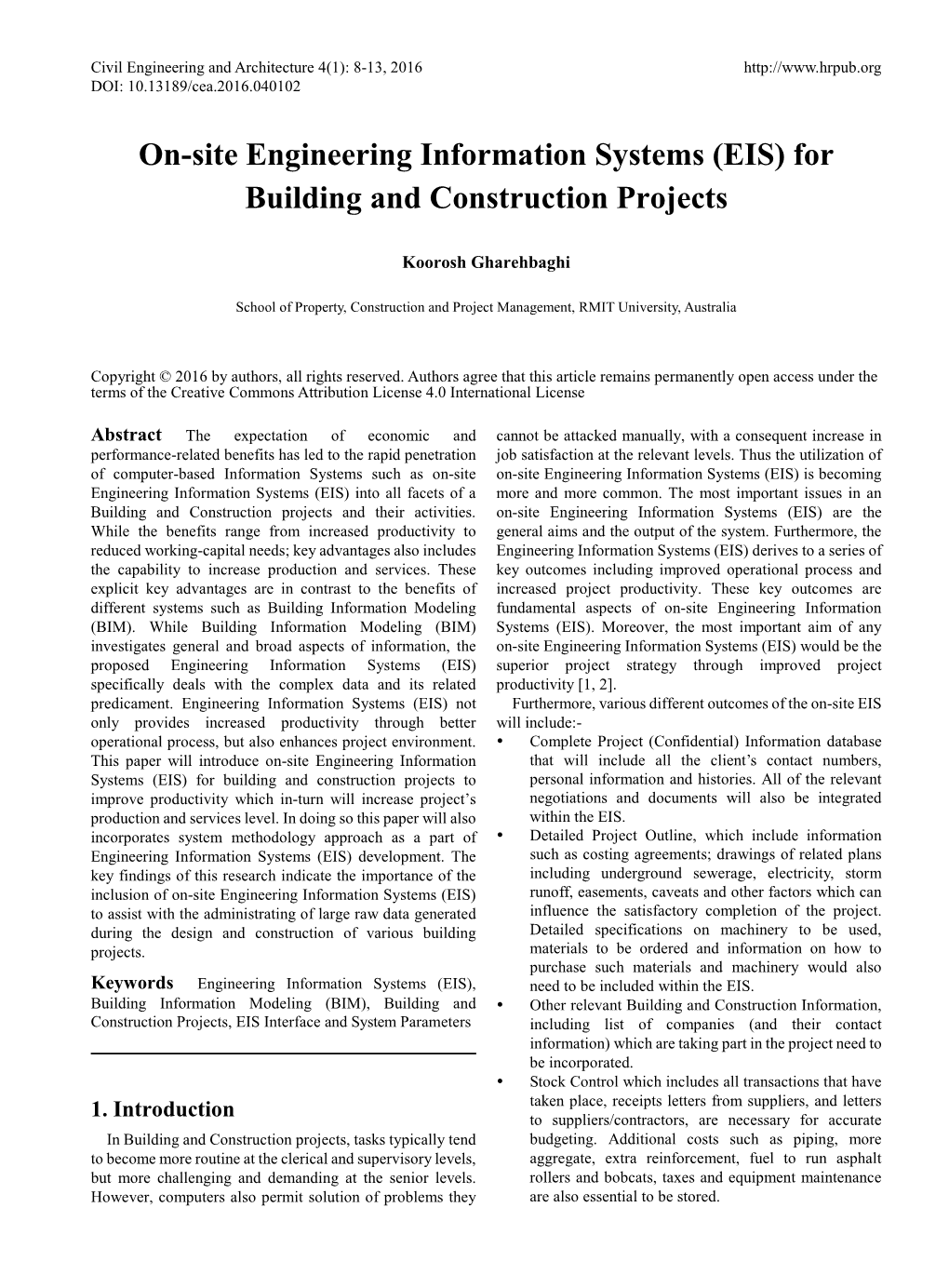 On-Site Engineering Information Systems (EIS) for Building and Construction Projects