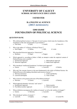 Foundation of Political Science