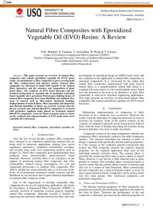 Natural Fibre Composites with Epoxidized Vegetable Oil (EVO) Resins: a Review