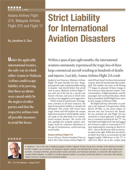 Strict Liability for International Aviation Disasters