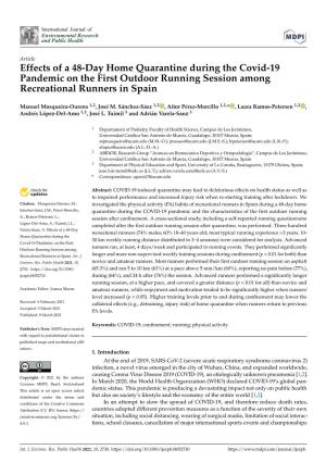 Effects of a 48-Day Home Quarantine During the Covid-19 Pandemic on the First Outdoor Running Session Among Recreational Runners in Spain