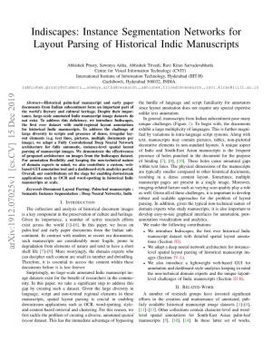 Instance Segmentation Networks for Layout Parsing of Historical Indic Manuscripts