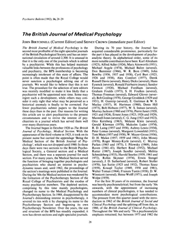 The British Journal of Medical Psychology