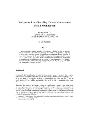 Background on Chevalley Groups Constructed from a Root System
