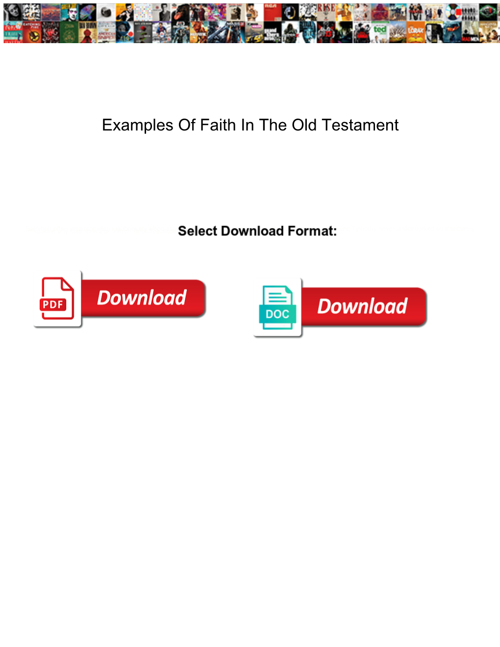 Examples of Faith in the Old Testament