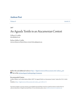 An Aguada Textile in an Atacamenian Context William J