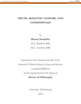Truth, Semantic Closure, and Conditionals